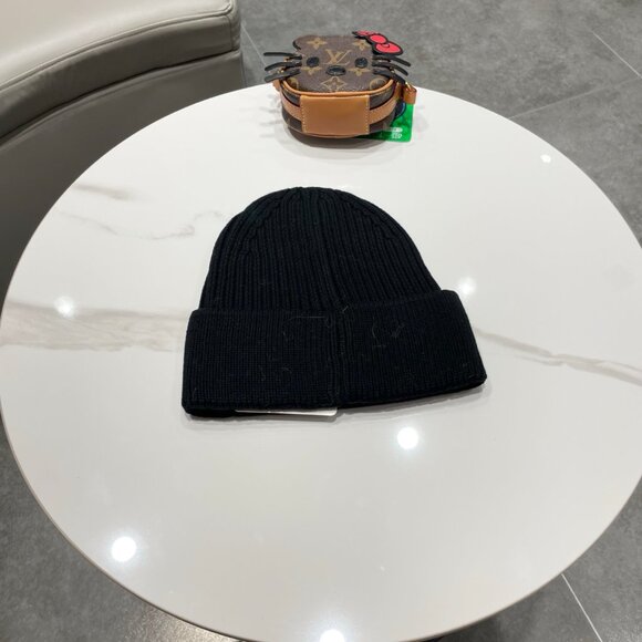 LOEWE Wool Beanie Hat Unisex Black Knit Winter Cap Logo Embroidered Warm Gift main image 5